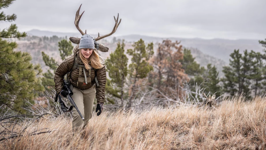 woman-with-antlers woman hiking with antlers